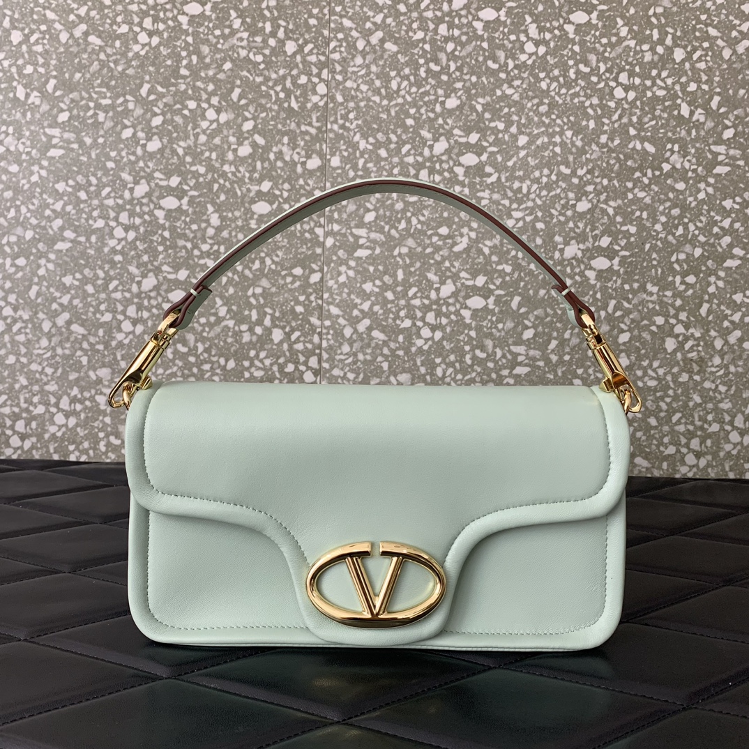 Valentino Garavani VLogo 1960 Medium Shoulder Bag in Sky Blue Nappa Leather 